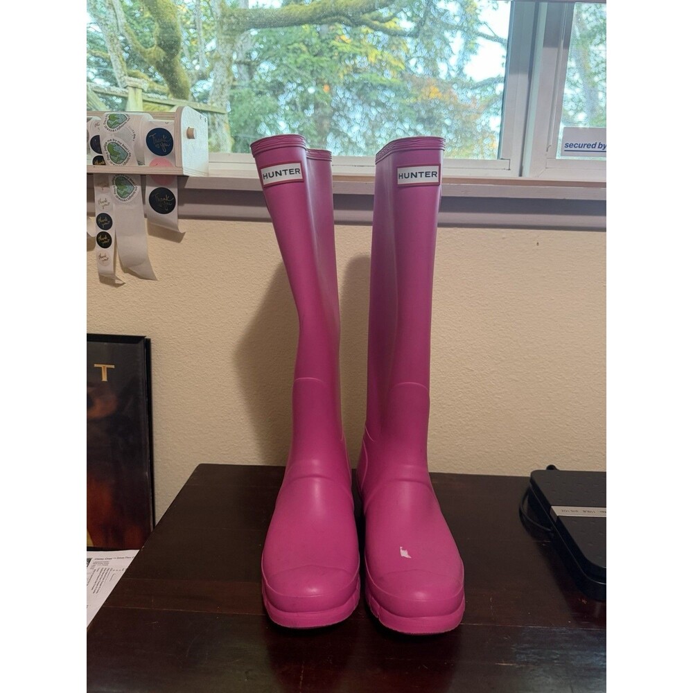 Hunter Original Tall Rain Boots Hot Pink Rubber Women’s Size 9 Waterproof Gloss